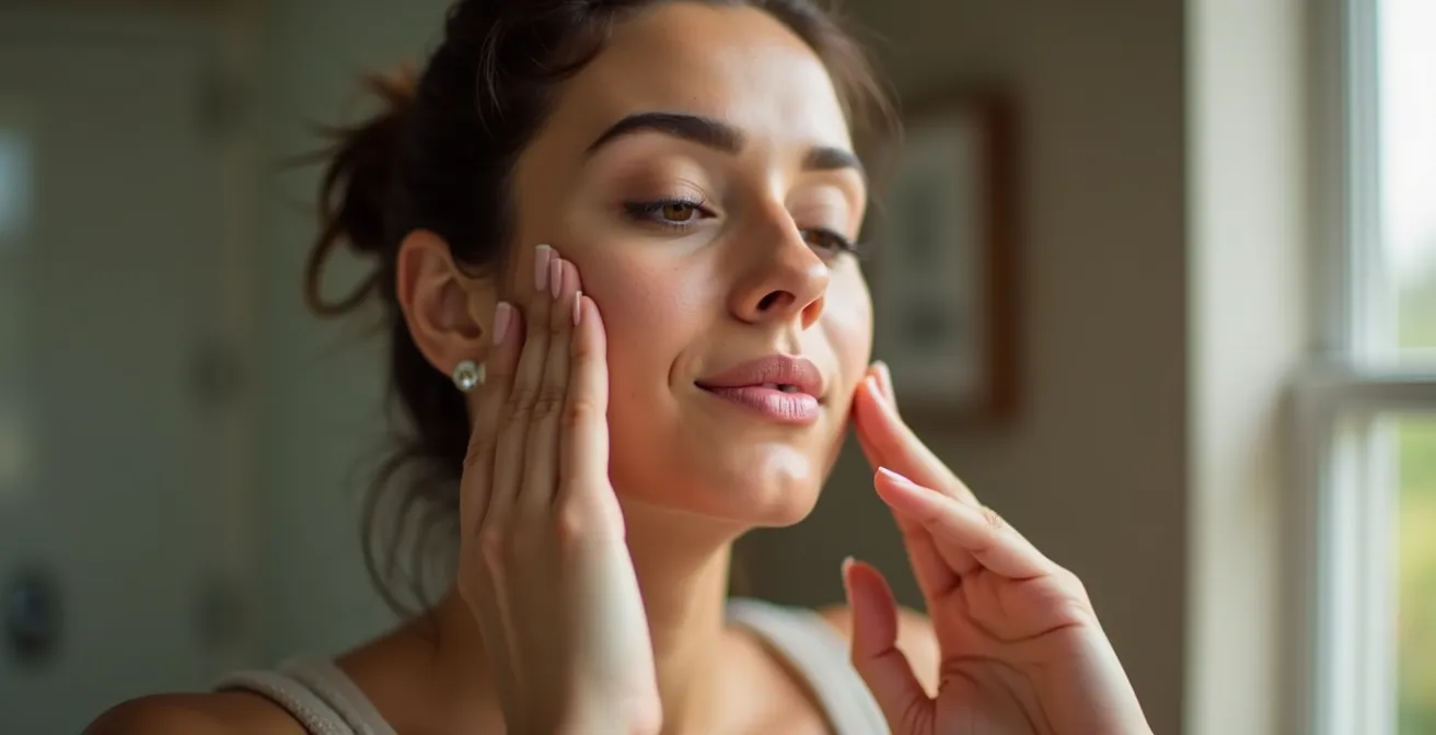 Technique de massage facial drainant avec les mains sur le visage