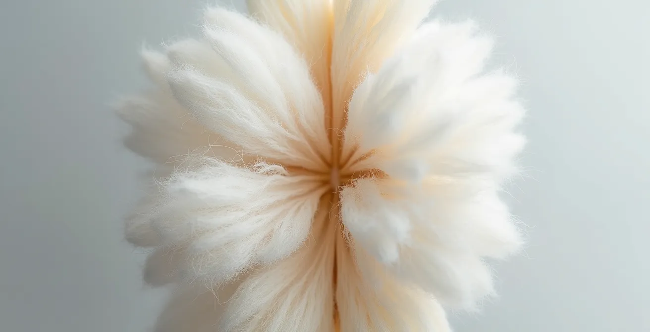 Vue macro comparative des fibres de lin et coton montrant la structure et texture différentes