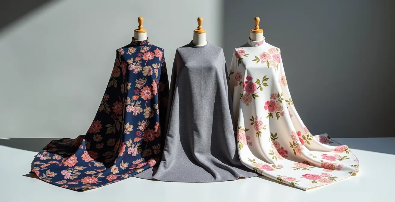 Comparaison visuelle de différents motifs floraux sur des robes professionnelles