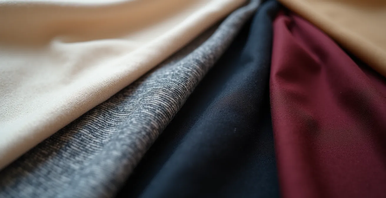 Palette de couleurs harmonieuses pour garde-robe capsule avec nuances neutres et accents colorés