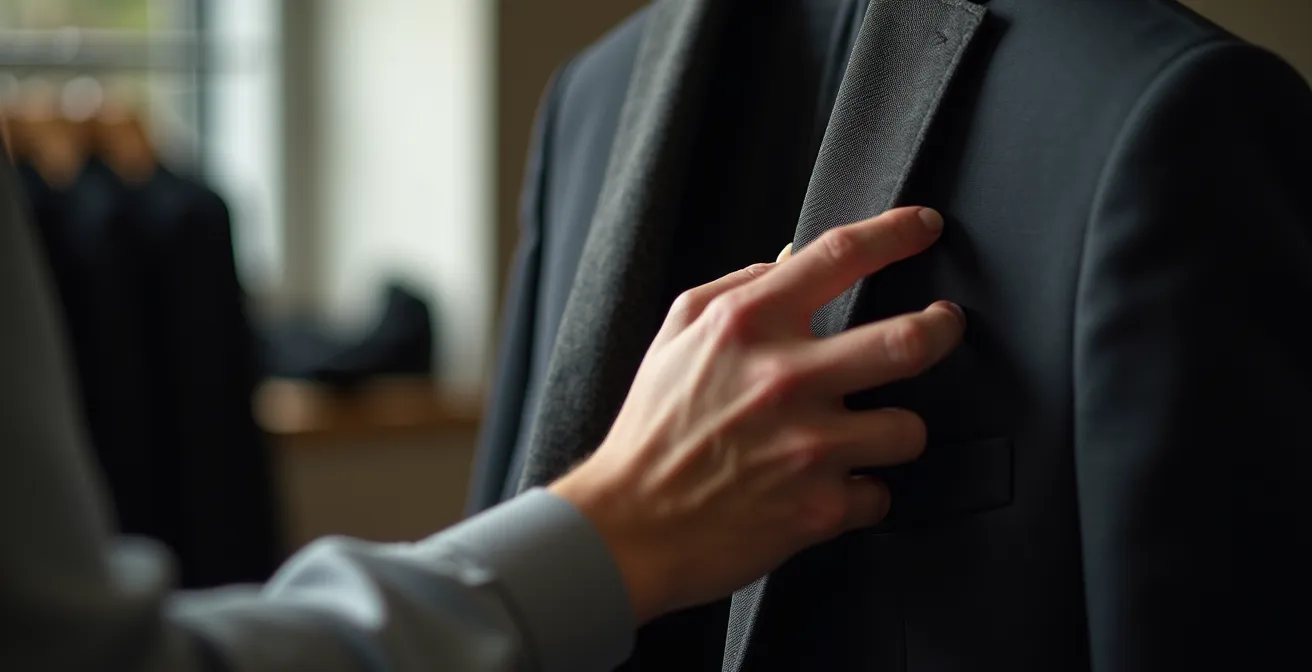 Test de l'électricité statique sur une doublure de veste dans une cabine d'essayage