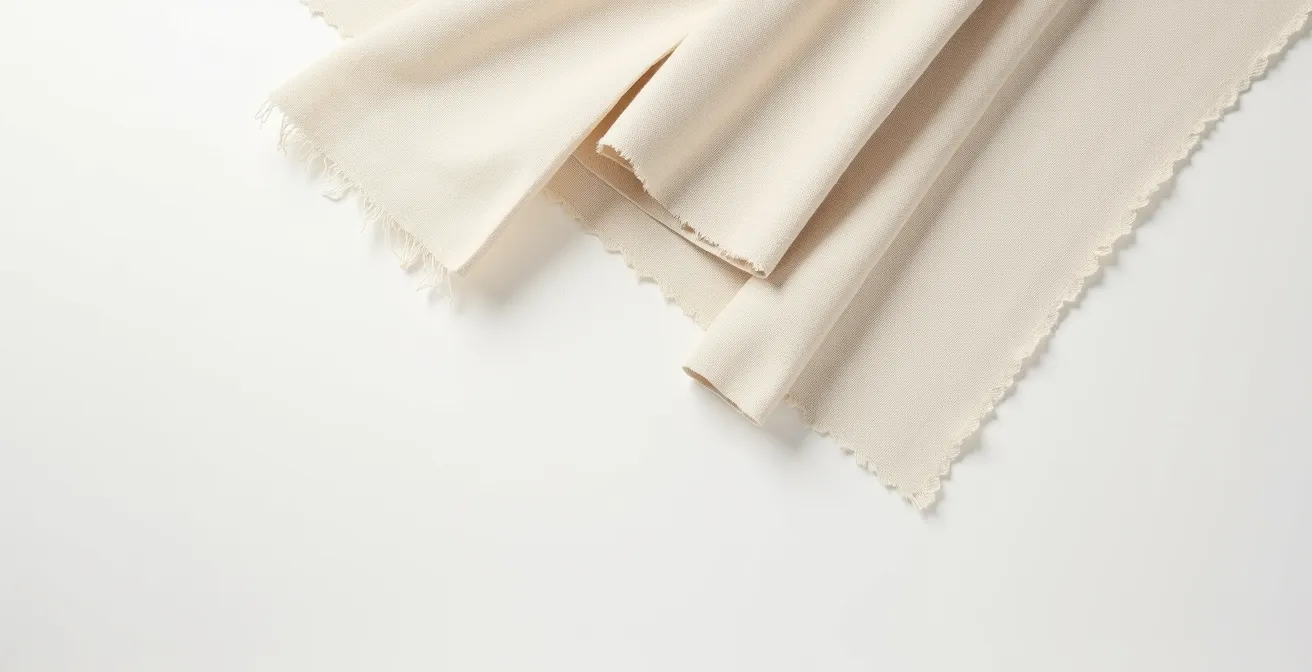 Détail de tissage en lin montrant la structure sergé ou chevron pour une résistance optimale